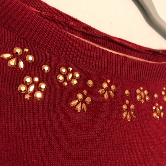 🦀2/$25 Maison Jules Raspberry Studded Sweater - Picture 3 of 6